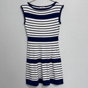 Trina Turk Blue And White Striped Knit Mini Dress